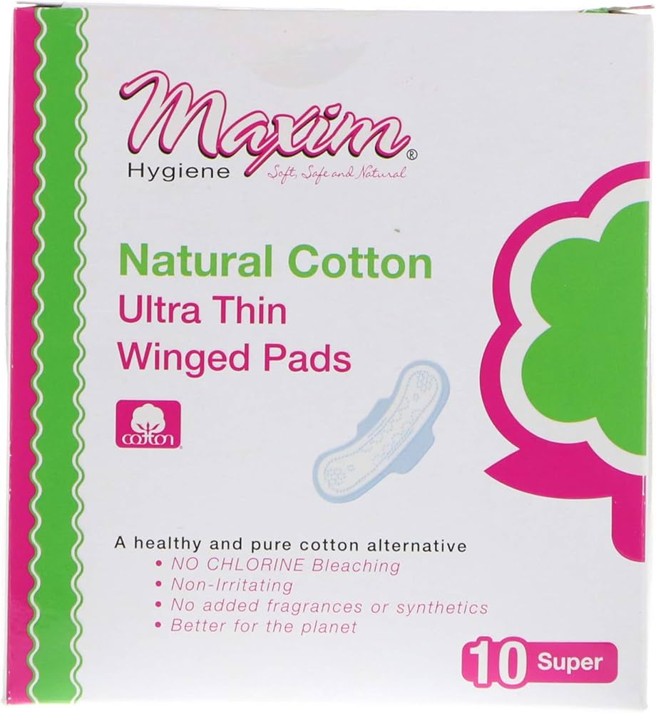 Maxim Natural Cotton Maxi Pad with Wings by Maxim - Non-toxic, GO rated product free from harmful chemicals