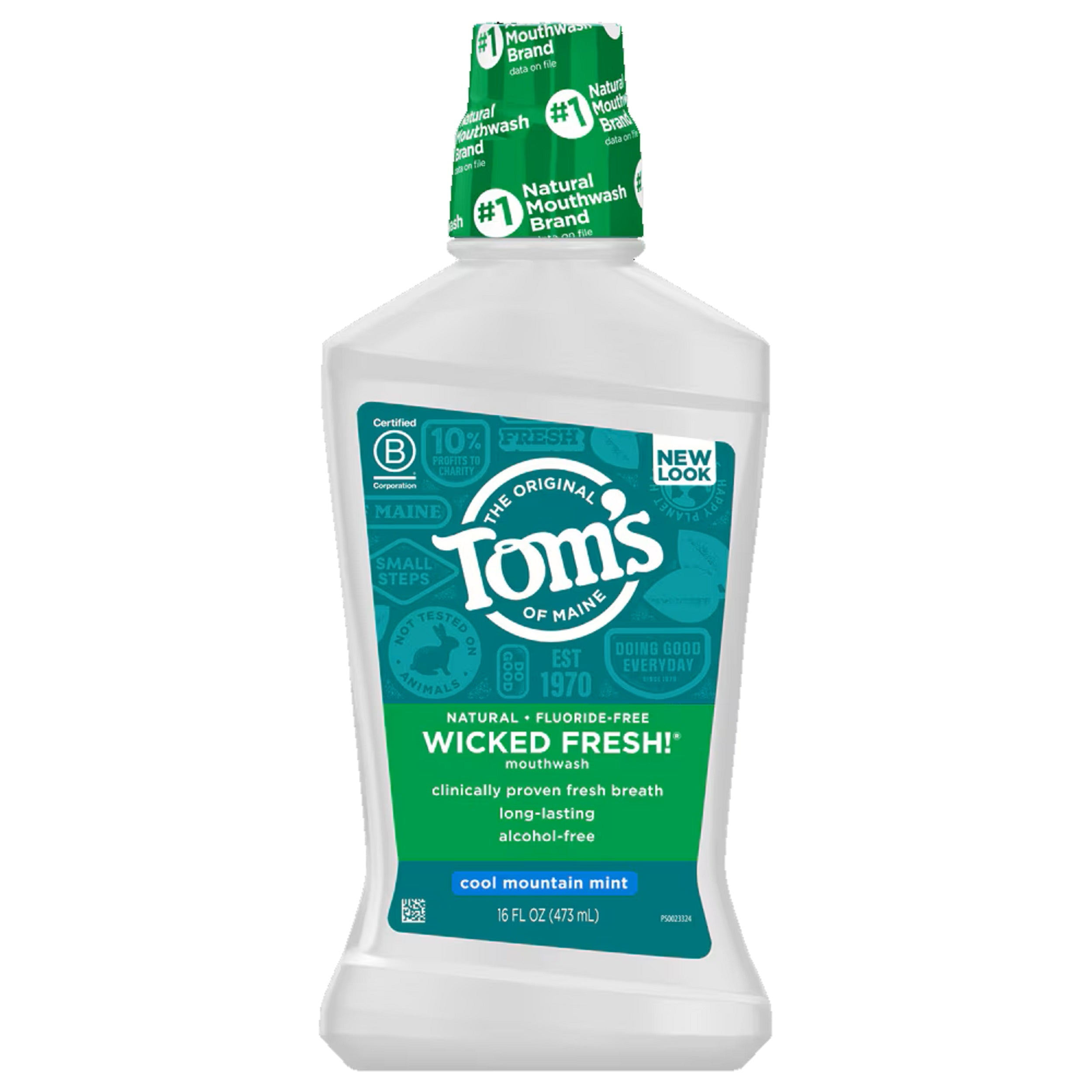 Tom's of Maine Cool Mountain Mint Wicked Fresh! Fluoride-Free Mouthwash by Tom's of Maine - Non-toxic, SLOW rated product free from harmful chemicals